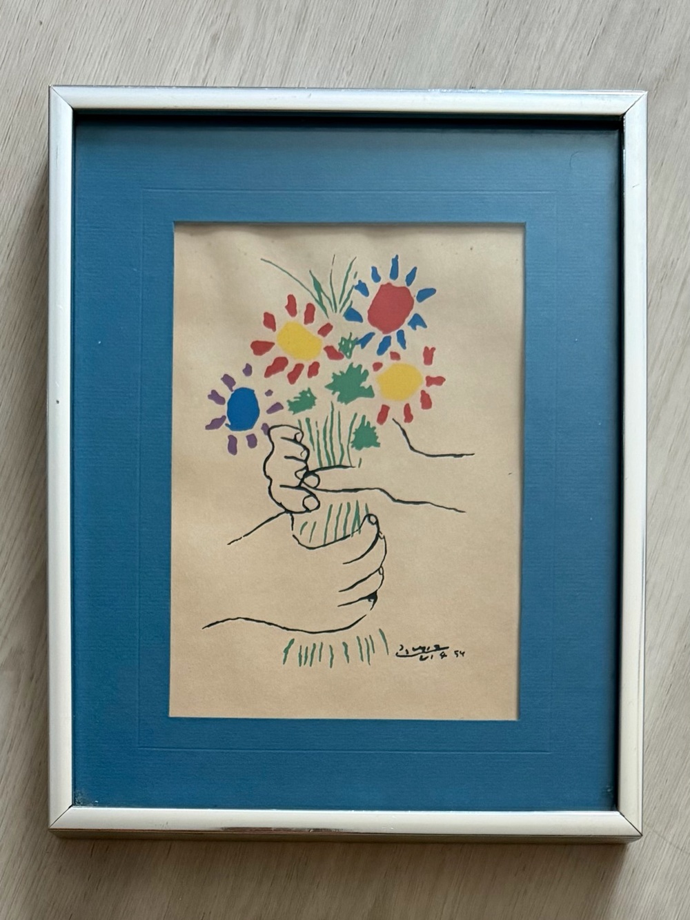 PABLO PICASSO “Le Bouquet de Fleurs Bouquet of Peace” Vintage Lithograph 8x10
